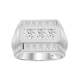 MEN'S RING 3CT ROUND/PRINCESS DIAMOND 14K WHITE GOLD