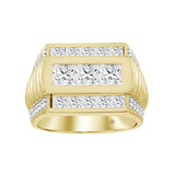 MEN'S RING 3CT ROUND/PRINCESS DIAMOND 14K YELLOW GOLD