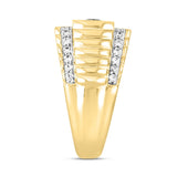 MEN'S RING 3CT ROUND/PRINCESS DIAMOND 14K YELLOW GOLD