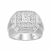 MEN'S RING 2CT ROUND/PRINCESS DIAMOND 14K WHITE GOLD (CENTER STONE PRINCESS DIAMOND 1CT )