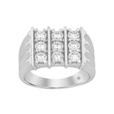 MEN'S RING 2CT ROUND DIAMOND 14K WHITE GOLD