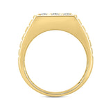 MENS RING 1 1/2CT ROUND DIAMOND 14K YELLOW GOLD