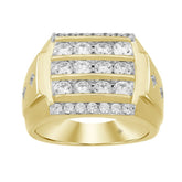 MEN'S RING 2CT ROUND DIAMOND 14K YELLOW GOLD