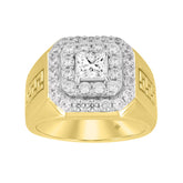 14K YELLOW GOLD 2 1/2CT ROUND/PRINCESS DIAMOND MEN'S RING (CENTER STONE PRINCESS DIAMOND 1CT )