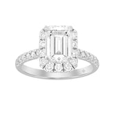 LADIES RING 2CT ROUND/EMERALD DIAMOND 14K WHITE GOLD (CENTER STONE EMERALD DIAMOND 1 1/2CT )