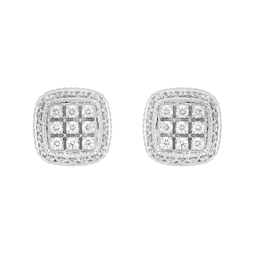 14K WHITE GOLD 3 /4CT ROUND DIAMOND MEN'S EARRINGS