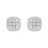14K WHITE GOLD 3 /4CT ROUND DIAMOND MEN'S EARRINGS
