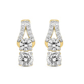 LADIES EARRINGS 2CT ROUND DIAMOND 14K YELLOW GOLD