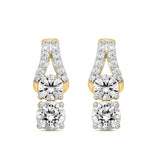 LADIES EARRINGS 2CT ROUND DIAMOND 14K YELLOW GOLD