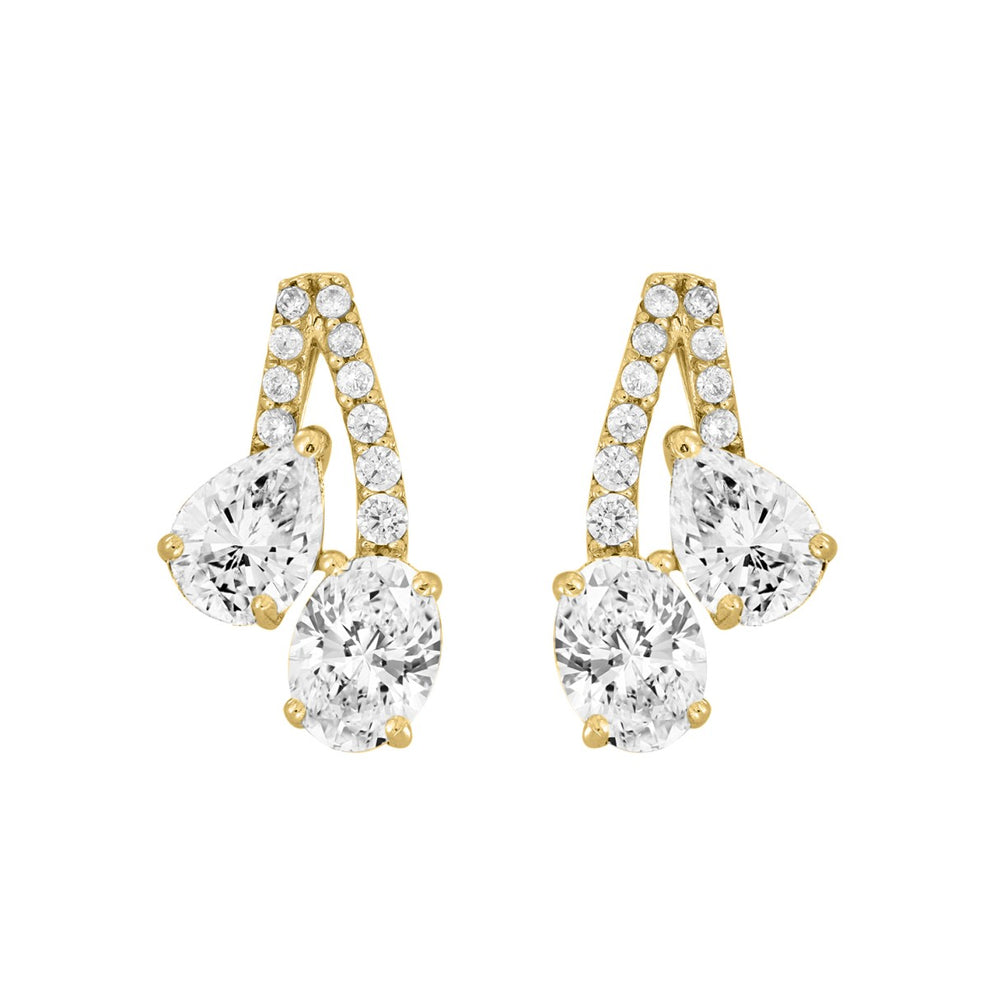 14K YELLOW GOLD 2 1/2CT ROUND/OVAL/PEAR DIAMOND LADIES EARRINGS