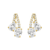 14K YELLOW GOLD 2 1/2CT ROUND/OVAL/PEAR DIAMOND LADIES EARRINGS