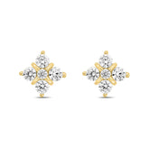 14K YELLOW GOLD 1 1/2CT ROUND DIAMOND LADIES EARRINGS