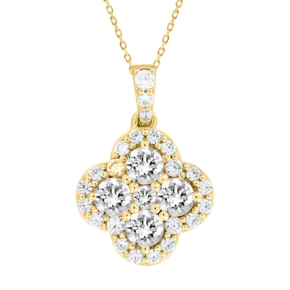14K YELLOW GOLD 1CT ROUND DIAMOND LADIES PENDANT WITH CHAIN