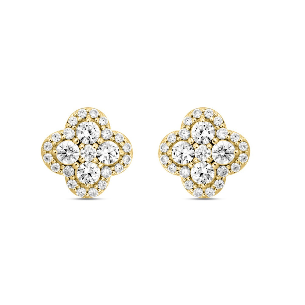 14K YELLOW GOLD 1 1/2CT ROUND DIAMOND Men's EARRINGS