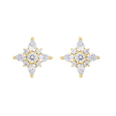 14K YELLOW GOLD 1CT ROUND/PEAR DIAMOND LADIES EARRINGS