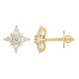 14K YELLOW GOLD 1CT ROUND/PEAR DIAMOND LADIES EARRINGS