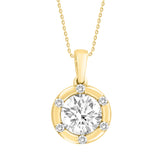 14K YELLOW GOLD 1CT ROUND DIAMOND LADIES PENDANT WITH CHAIN