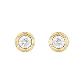 14K YELLOW GOLD 3/4CT ROUND DIAMOND LADIES EARRINGS