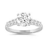 14K WHITE GOLD 2 3/8CT ROUND DIAMOND LADIES RING (CENTER STONE ROUND DIAMOND 2CT )