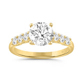 14K YELLOW GOLD 2 3/8CT ROUND DIAMOND LADIES RING (CENTER STONE ROUND DIAMOND 2CT )