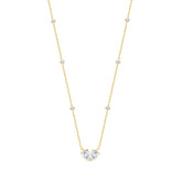 LADIES NECKLACES 2CT ROUND/PEAR DIAMOND 14K YELLOW GOLD