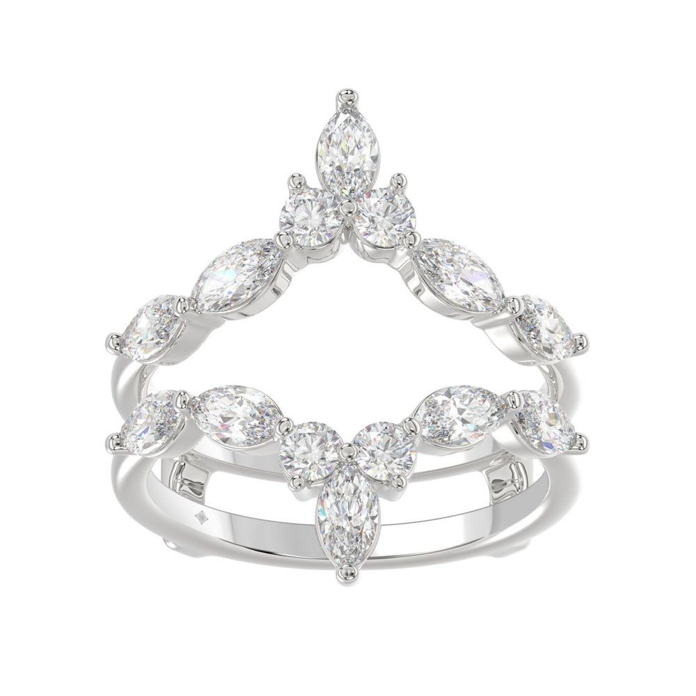 LADIES ENHANCERS RING 1 1/4CT ROUND/MARQUISE DIAMOND 14K WHITE GOLD
