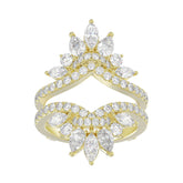 LADIES ENHANCERS RING 2 1/4CT ROUND/PEAR/MARQUISE DIAMOND 14K YELLOW GOLD