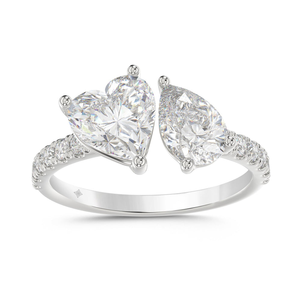 LADIES RING 1 3/4CT ROUND/HEART/PEAR DIAMOND 14K WHITE GOLD