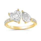 LADIES RING 1 3/4CT ROUND/HEART/PEAR DIAMOND 14K YELLOW GOLD