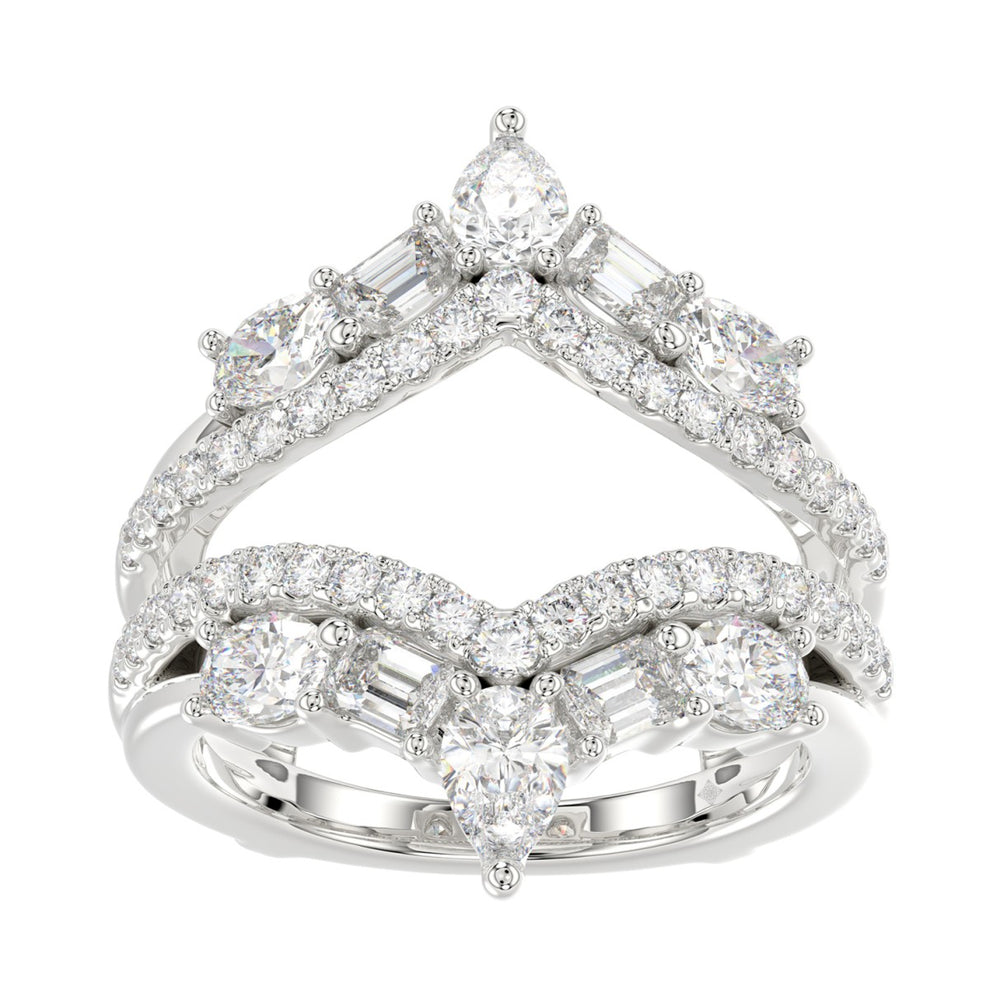 14K WHITE GOLD 1 3/4CT ROUND/EMERALD/PEAR/OVAL DIAMOND LADIES RING