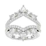 14K WHITE GOLD 1 3/4CT ROUND/EMERALD/PEAR/OVAL DIAMOND LADIES RING