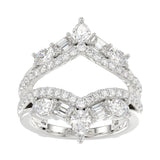 14K WHITE GOLD 1 3/4CT ROUND/EMERALD/PEAR/OVAL DIAMOND LADIES RING