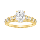 14K YELLOW GOLD 1 1/4CT ROUND/OVAL DIAMOND LADIES RING (CENTER STONE OVAL DIAMOND 1CT)