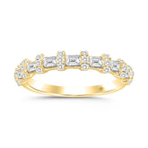 14K YELLOW GOLD 1CT ROUND/EMERALD DIAMOND LADIES BAND