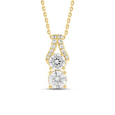 14K YELLOW GOLD 1 1/2CT ROUND DIAMOND LADIES PENDANT WITH CHAIN