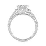 14K WHITE GOLD 1 1/2CT ROUND/PRINCESS DIAMOND LADIES RING
