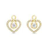 LADIES EARRINGS 1CT ROUND DIAMOND 14K YELLOW GOLD