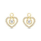 LADIES EARRINGS 1CT ROUND DIAMOND 14K YELLOW GOLD