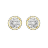 MEN'S EARRINGS 1 1/2CT ROUND/EMERALD DIAMOND 14K YELLOW GOLD