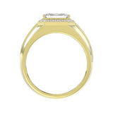 MEN'S RING 2 1/2CT ROUND/EMERALD DIAMOND 14K YELLOW GOLD (CENTER STONE EMERALD DIAMOND 2CT )