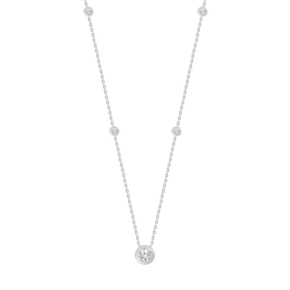 LADIES NECKLACE 1 5/8CT ROUND DIAMOND 14K WHITE GOLD