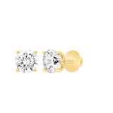 LADIES SOLITAIRE EARRINGS 4CT ROUND DIAMOND 14K YELLOW GOLD (CENTER STONE ROUND DIAMOND 2.00CT)
