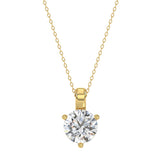 14K YELLOW GOLD 1 1/2CT ROUND DIAMOND LADIES SOLITAIRE PENDANT WITH CHAIN