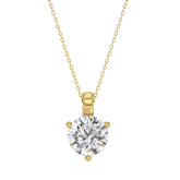 14K YELLOW GOLD 2CT ROUND DIAMOND LADIES SOLITAIRE PENDANT WITH CHAIN