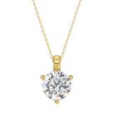 14K YELLOW GOLD 3CT ROUND DIAMOND LADIES SOLITAIRE PENDANTS WITH CHAIN