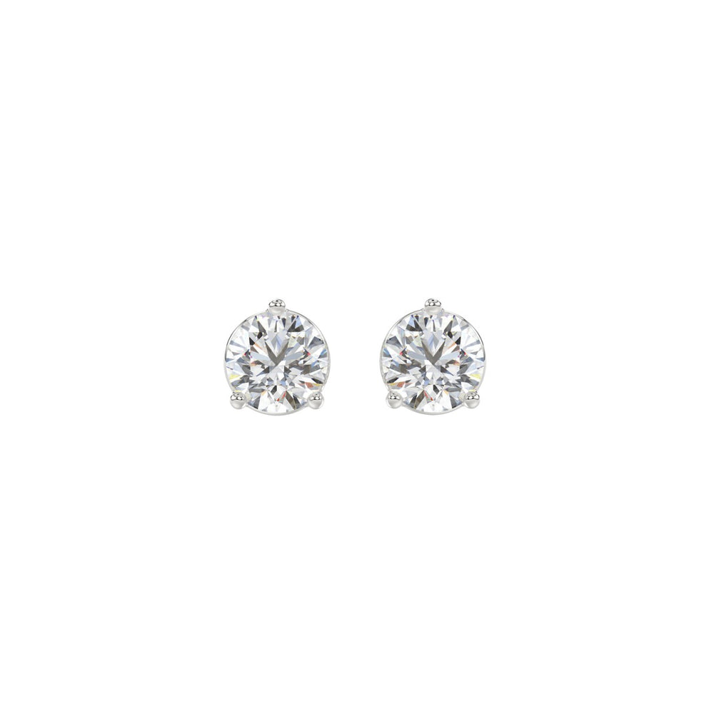 14K WHITE GOLD 1CT ROUND DIAMOND LADIES SOLITAIRE EARRINGS
