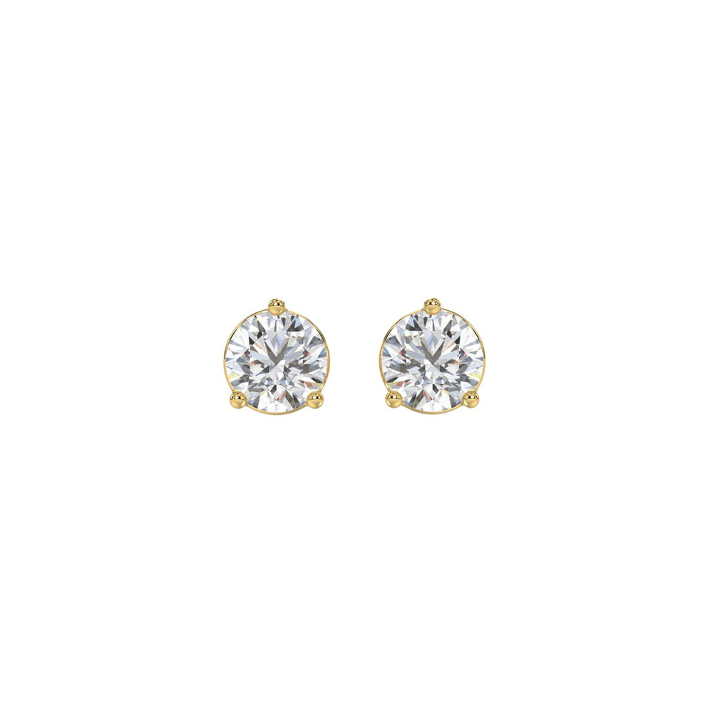 14K YELLOW GOLD 1CT ROUND DIAMOND LADIES SOLITAIRE EARRINGS