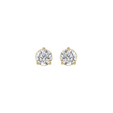 14K YELLOW GOLD 1CT ROUND DIAMOND LADIES SOLITAIRE EARRINGS