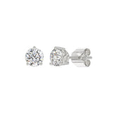 LADIES SOLITAIRE EARRINGS 1 1/2CT ROUND DIAMOND 14K WHITE GOLD