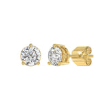 LADIES SOLITAIRE EARRINGS 2 1/2CT ROUND DIAMOND 14K YELLOW GOLD